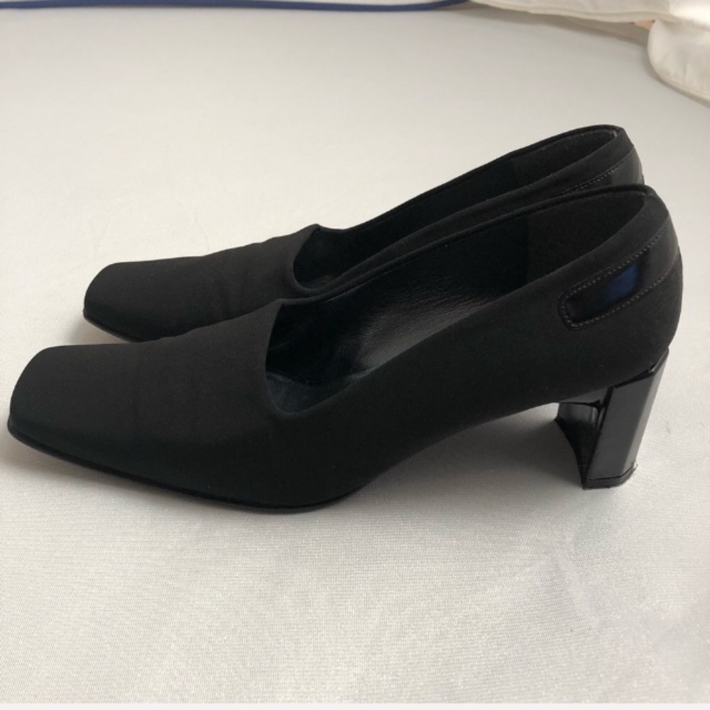 Stuart Weitzman Black Stretch Square Toe Pumps 8.5 - image 2